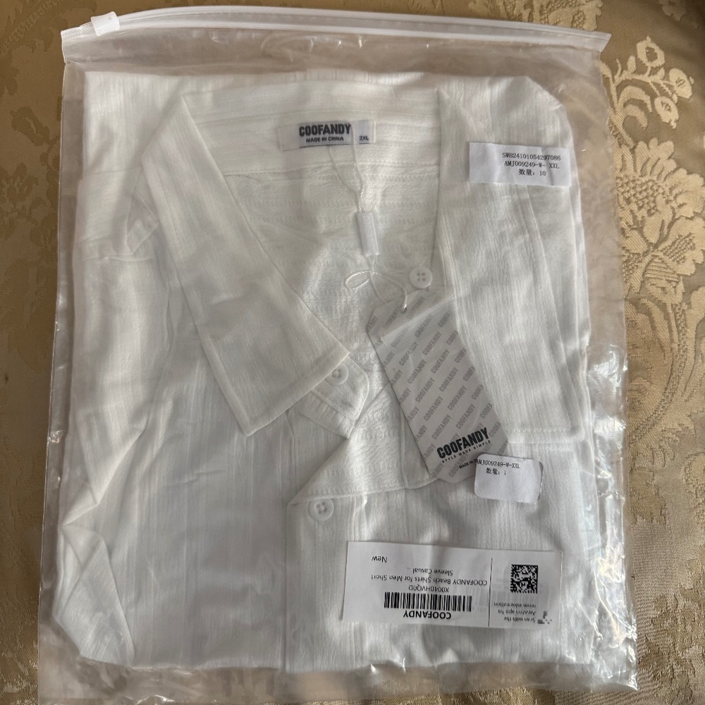 Coofandy Short-sleeve button downs in white and pink